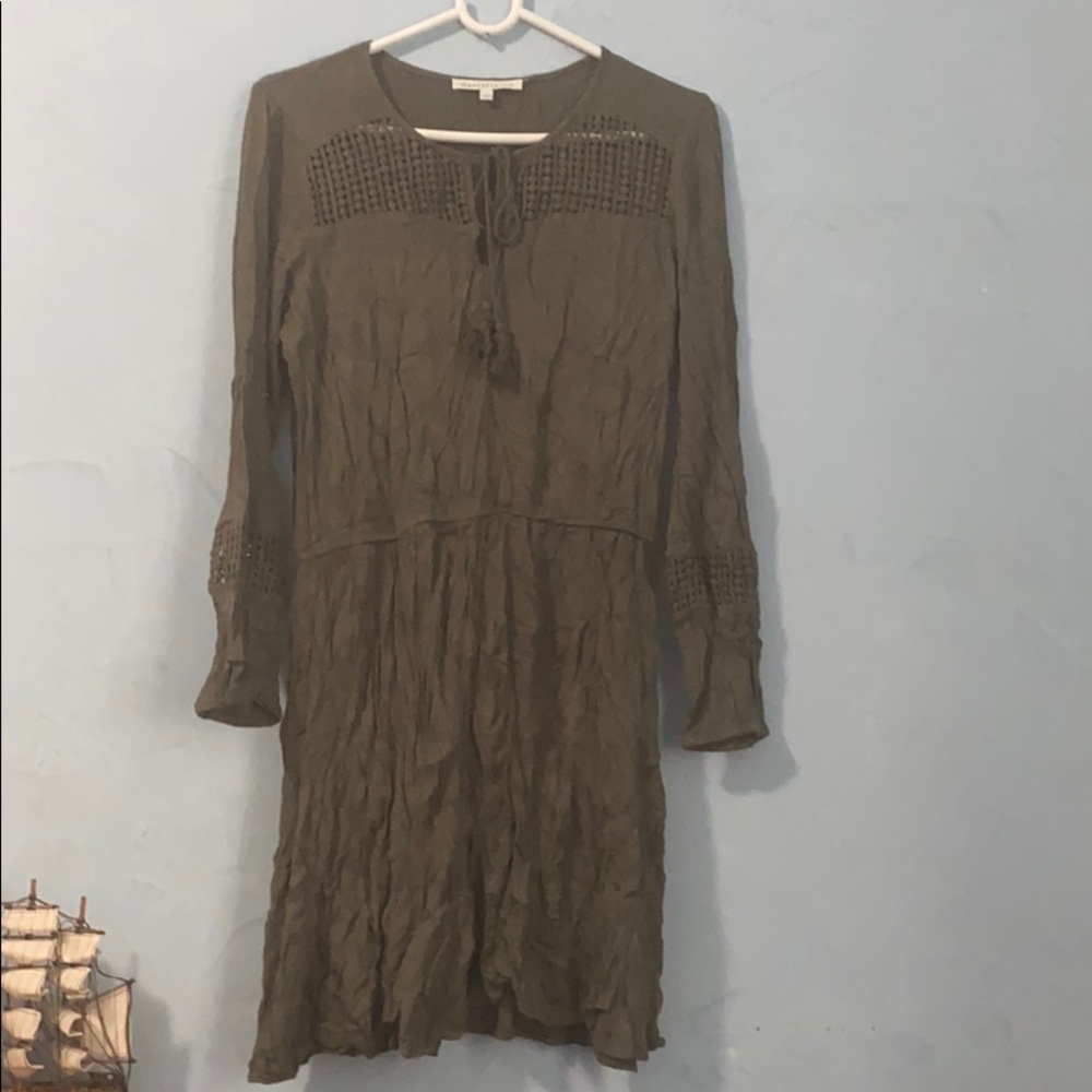 Daniel Rainn Olive Green Lined Tassel‎ Dress Sz M